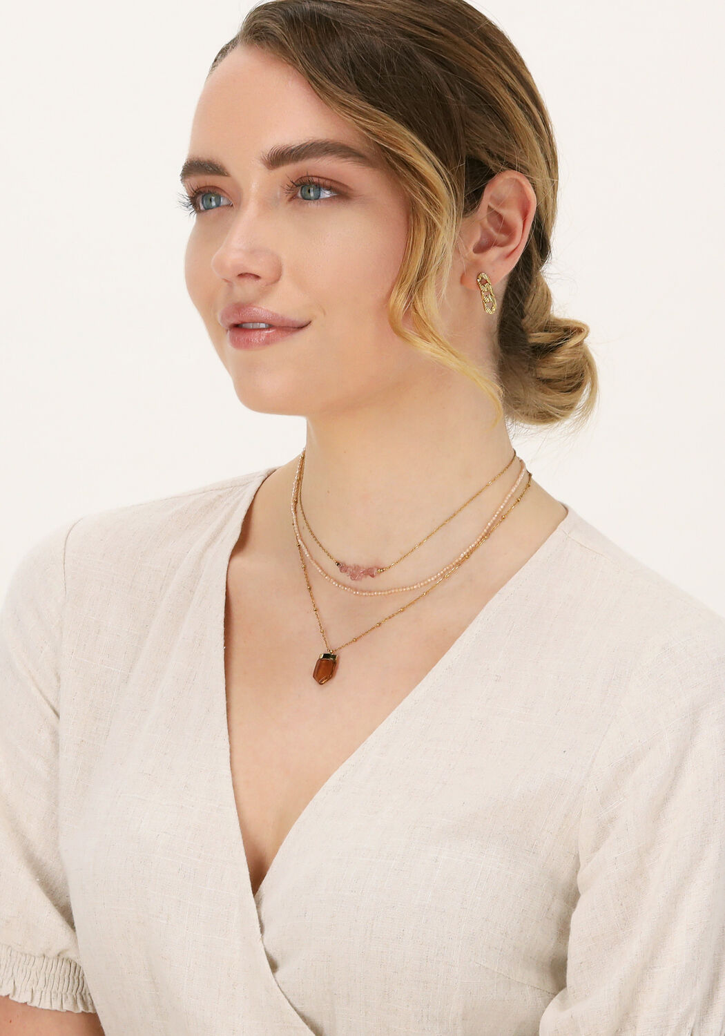 Goudkleurig NOTRE-V Kettingen KORTE KETTING GLAS STEEN - large