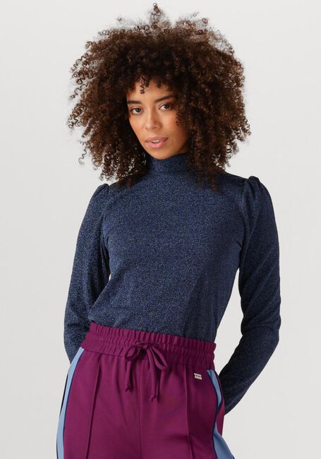 Donkerblauwe POM AMSTERDAM Trui TURTLENECK - GLITTER DAWN BLUE - large