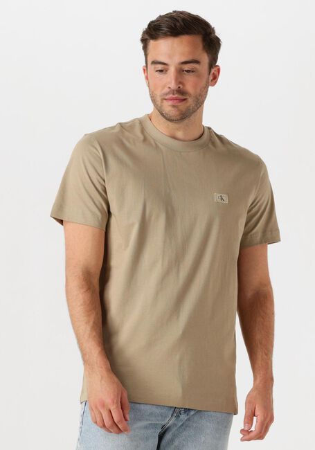 Beige CALVIN KLEIN T-shirt WOVEN LABEL REGULAR TEE - large