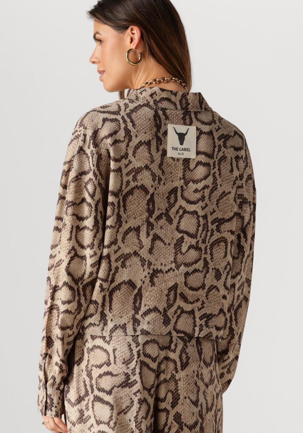 ALIX THE LABEL Dames Blouses Ladies Woven Snake Twill Blouse Zand