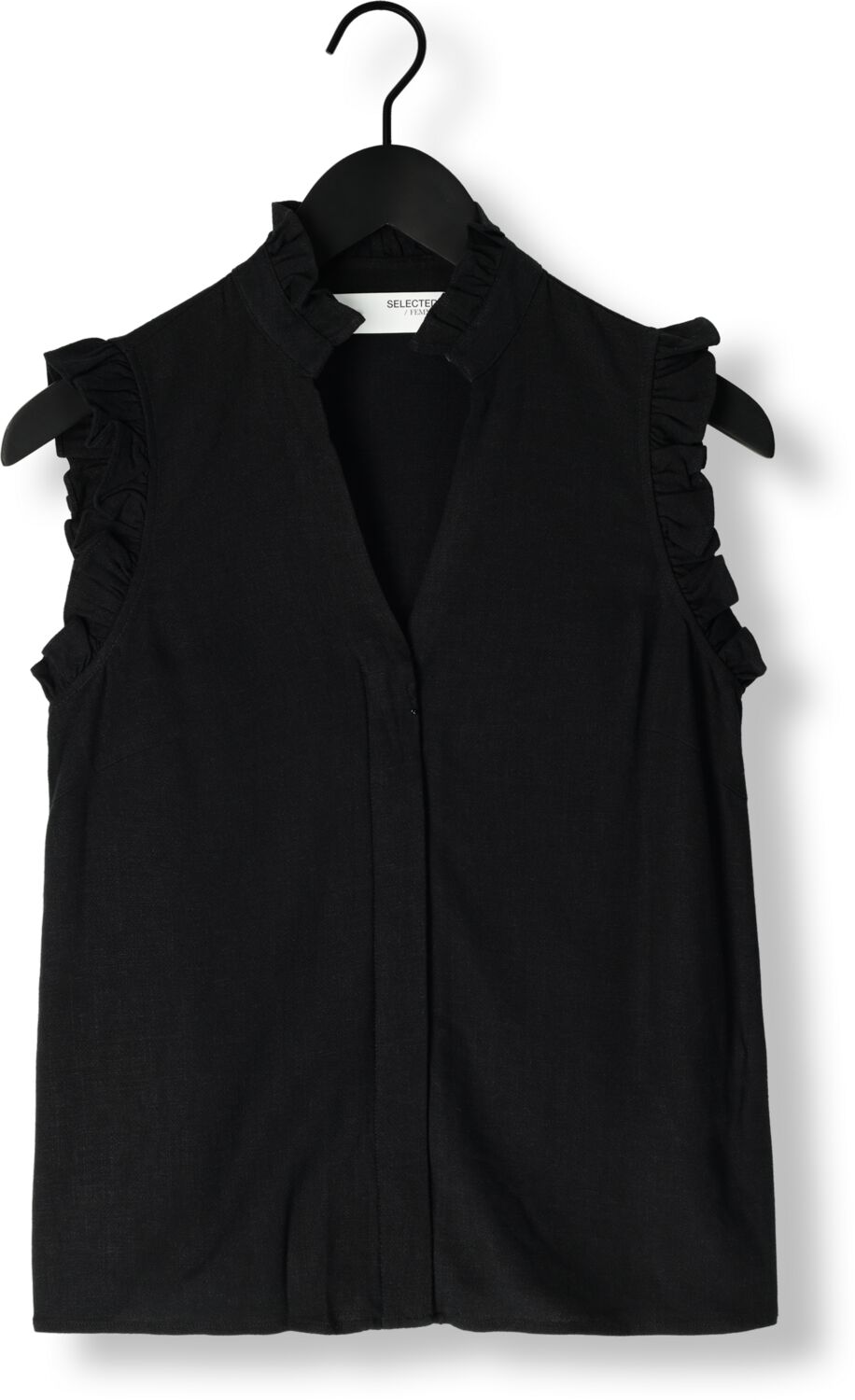 SELECTED FEMME Dames Tops & T-shirts Slfviva Sl Ruffle Top Zwart