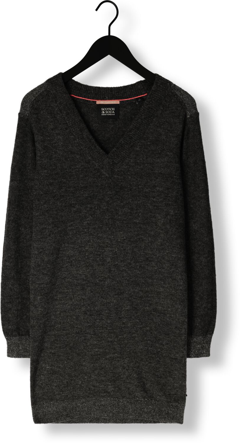SCOTCH & SODA Dames Jurken Relaxed V Neck Knitted Dress Donkergrijs