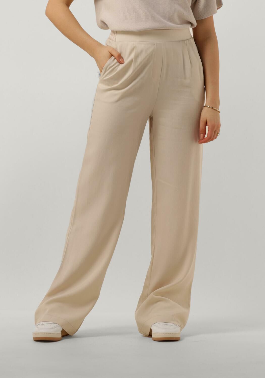 Knit-ted Wijde Broek Wendy Beige Dames