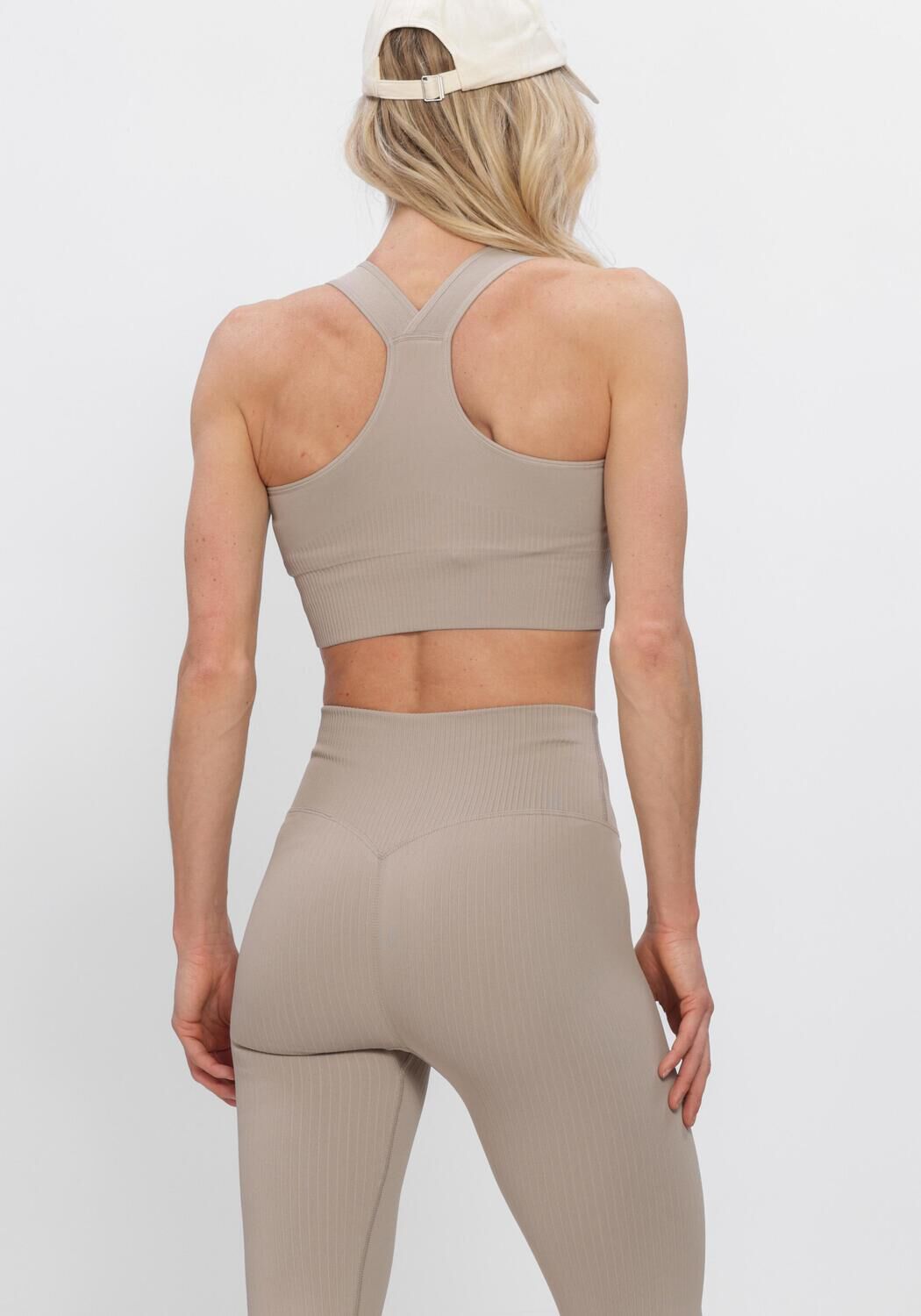 Grijze AIM'N Top HIGH SUPPORT RIBBED BRA - large