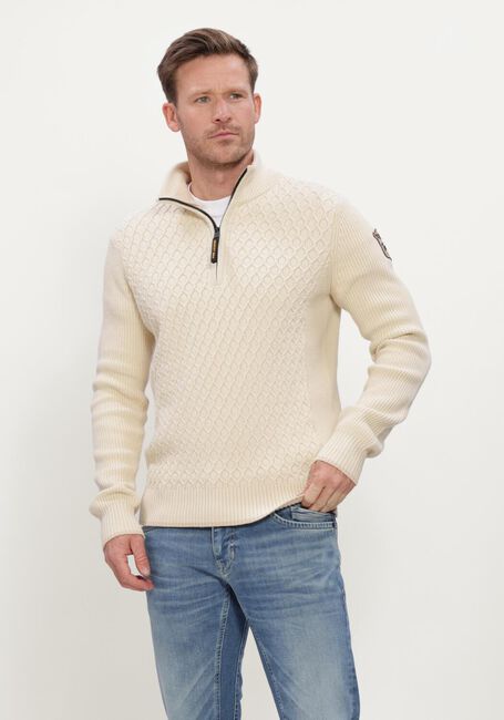 Ecru PME LEGEND Trui HALF ZIP COLLAR COTTON - large