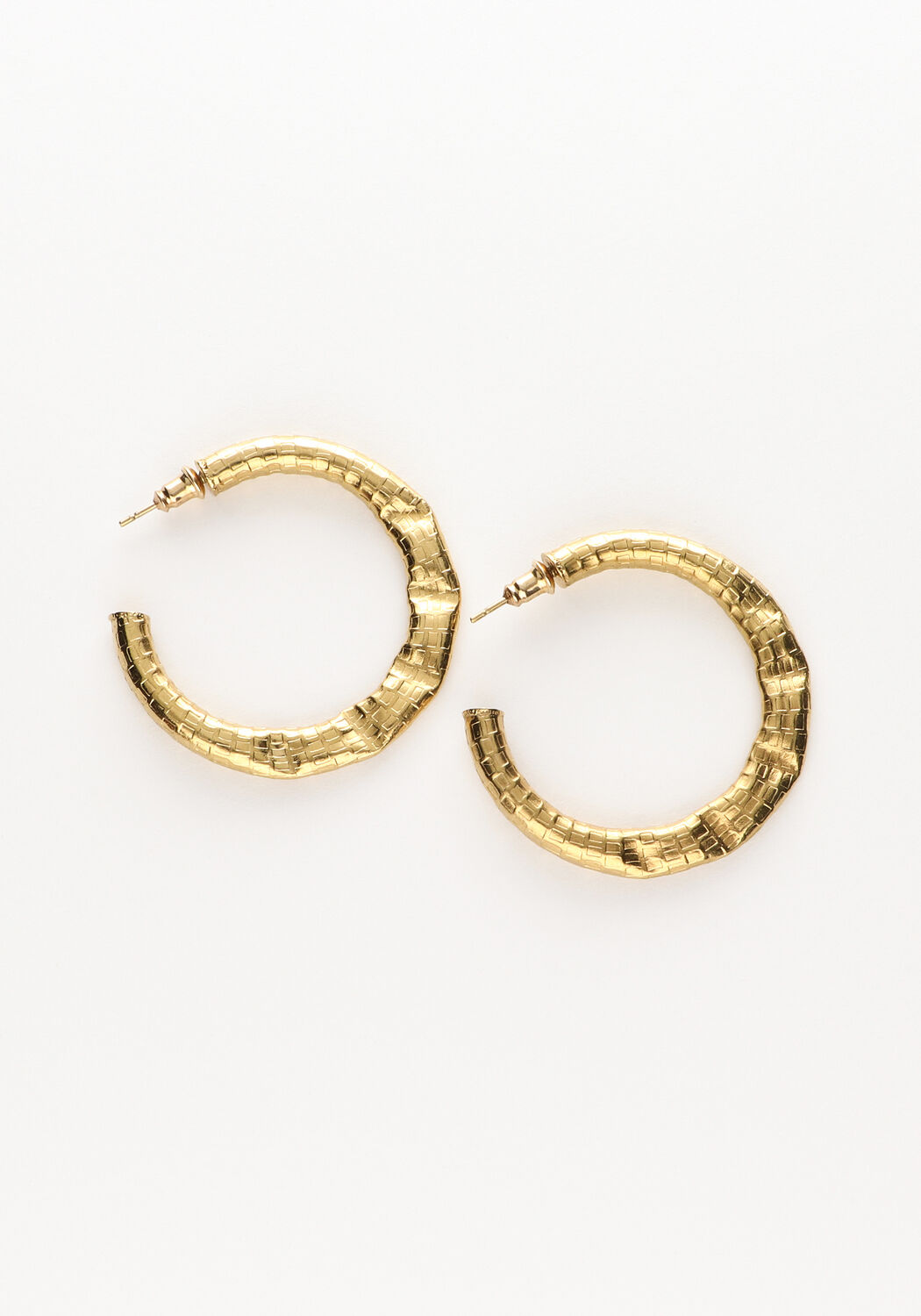 Goudkleurig NOTRE-V Oorbellen GERIBBELDE OPEN HOOPS