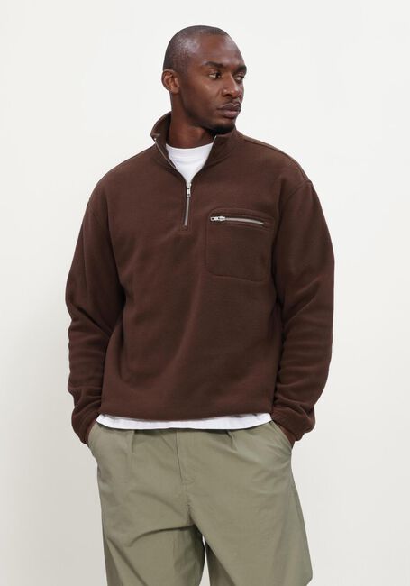 Bruine ANERKJENDT Trui AKTONI FLEECE HALF ZIP SWEAT - large