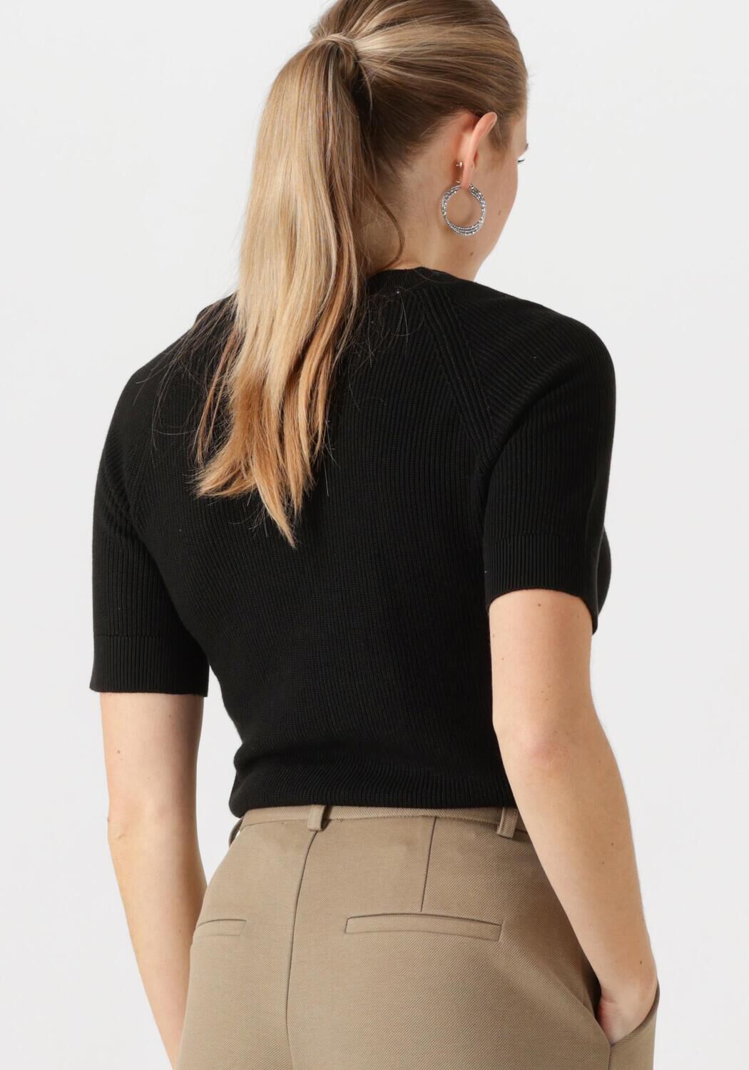 SELECTED FEMME Dames Tops & T-shirts Slfelinna New Ss Knit Top Zwart