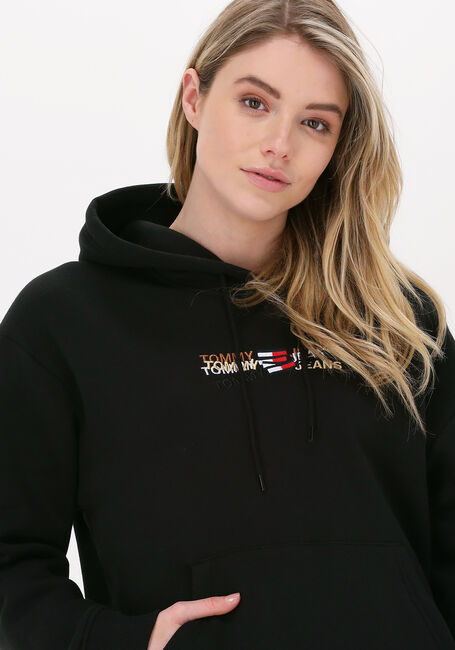 Zwarte TOMMY JEANS Sweater TJW RLXD LINEAR OVERLAY HOODIE - large