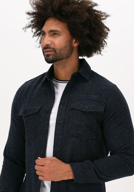 Donkerblauwe PME LEGEND Casual overhemd LONG SLEEVE SHIRT WOOL BLEND - large