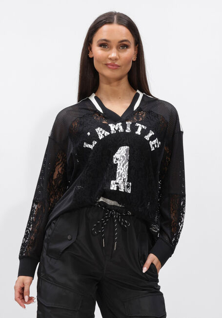 Zwarte HAUTE L'AMITI&Eacute; Tops & T-shirts LACE FOOTBALL V-BLOUSE - large