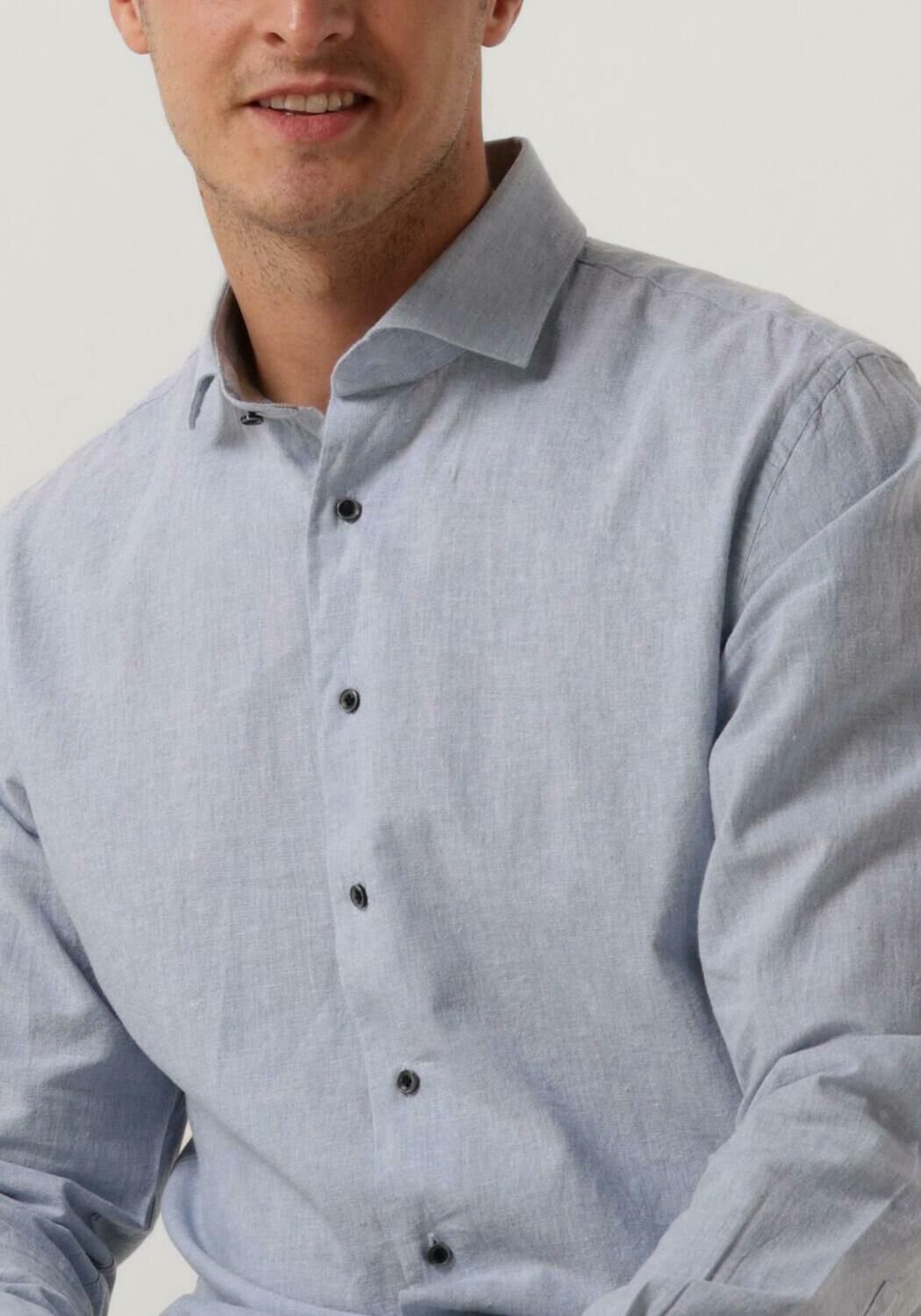 PROFUOMO Heren Overhemden Shirt Cutaway Sc Cotton Linnen Lichtblauw