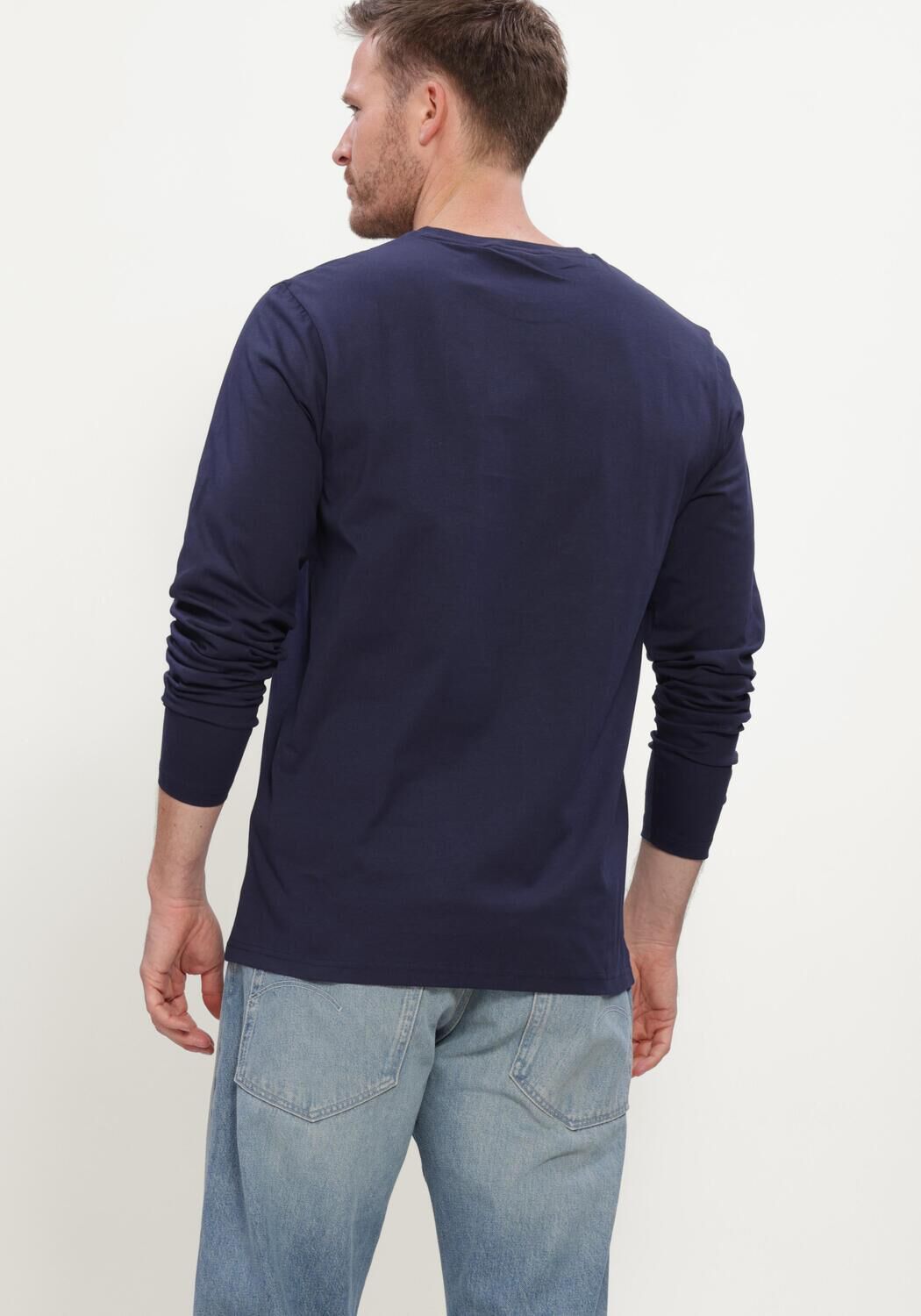 Donkerblauwe LYLE & SCOTT T-shirt PLAIN L/S T-SHIRT - large