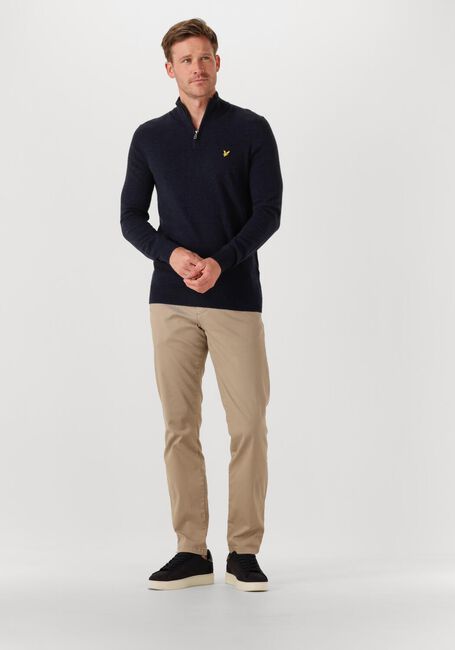 Donkerblauwe LYLE & SCOTT Trui LAMBSWOOL BLEND QUARTER ZIP JUMPER - large