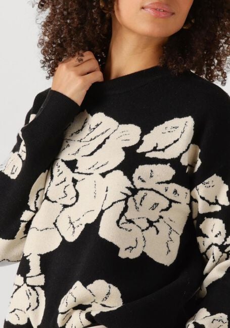 Zwarte OBJECT Trui OBJRAY LO L/S KNIT PULLOVER AOP - large