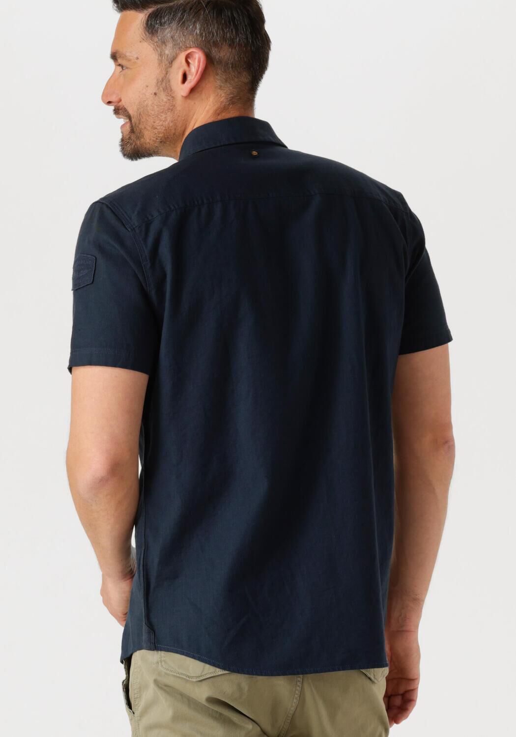 PME LEGEND Heren Overhemden Short Sleeve Shirt Slub Cotton Blauw