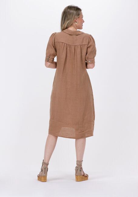 Camel BY-BAR Midi jurk FLEUR LINEN DRESS - large