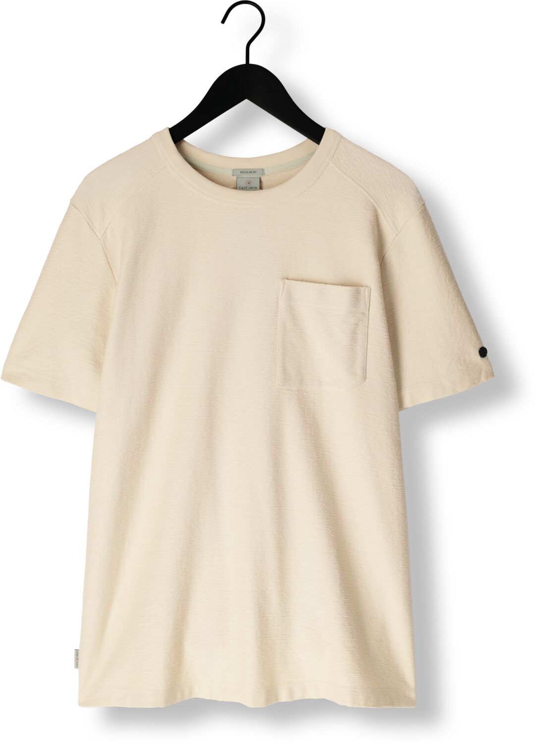 CAST IRON Heren Polo's & T-shirts Short Sleeve R-neck Regular Fit Structure Cotton Beige