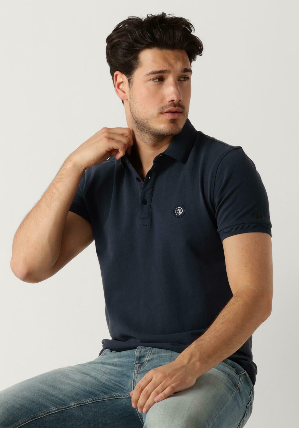 CAST IRON Heren Polo's & T-shirts Short Sleeve Polo Organix Cotton Pique Essential Donkerblauw