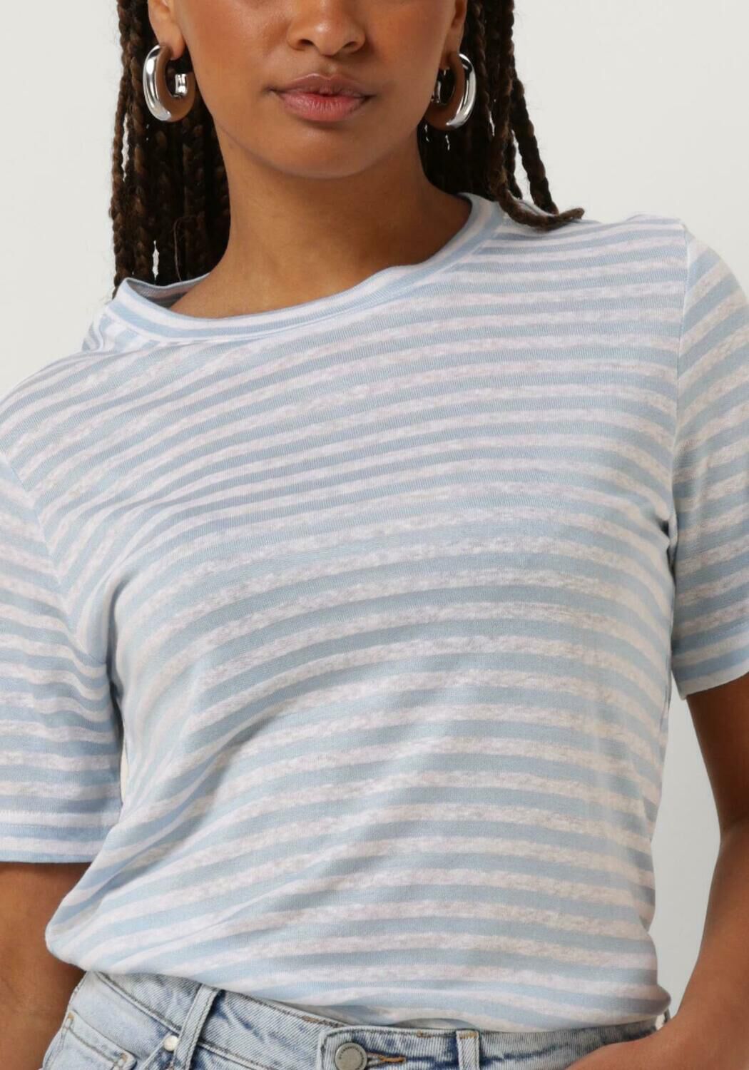 MY ESSENTIAL WARDROBE Dames Tops & T-shirts Lisamw Striped Tee Lichtblauw