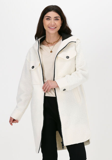 Witte BEAUMONT Teddy jas BOUCLE LONG HOODED JACKET - large