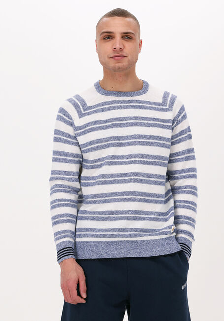 Blauwe SCOTCH & SODA Trui STRUCTURED KNIT LINEN-BLEND CREWNECK PULLOVER - large