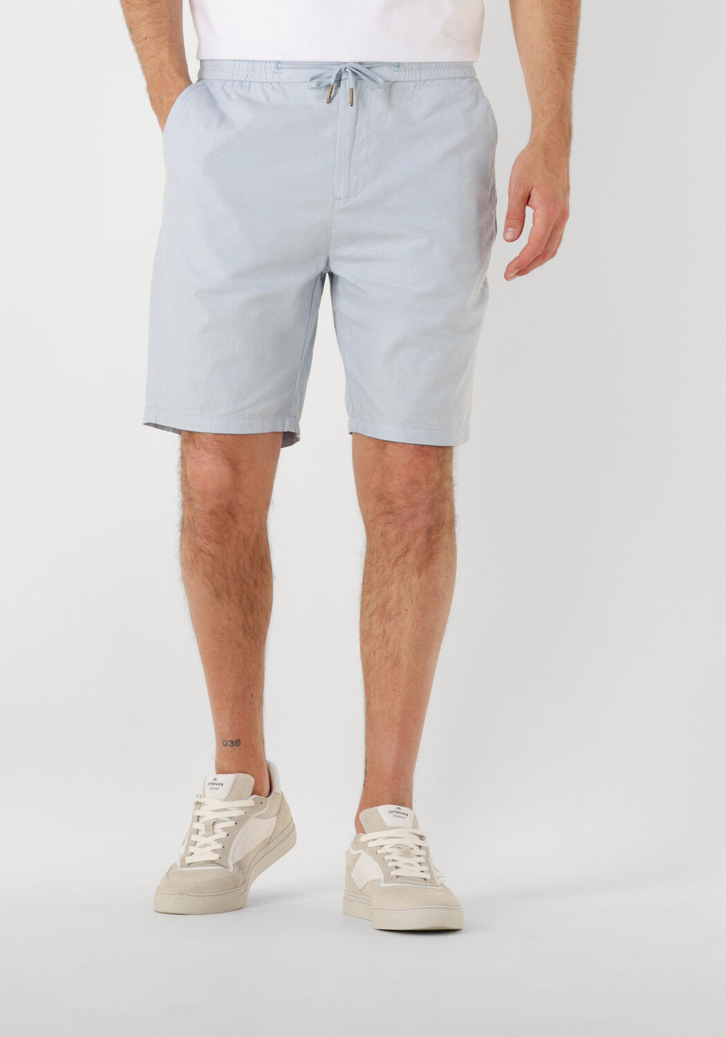 SCOTCH & SODA Heren Broeken Fave Cotton linen Twill Bermuda Lichtblauw