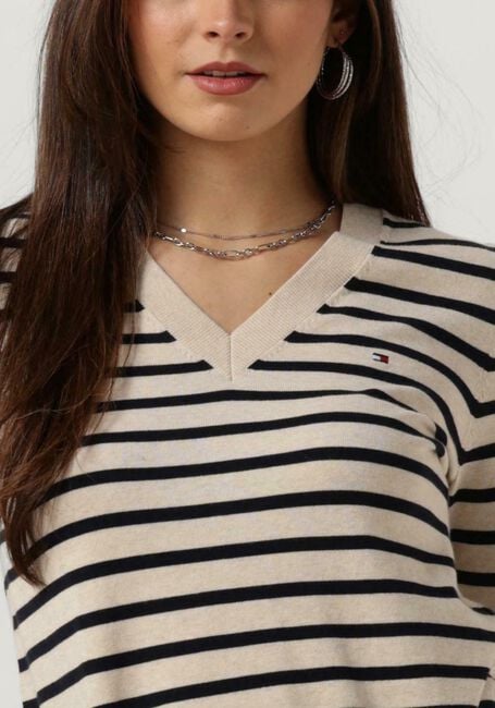 Beige TOMMY HILFIGER Trui CO JERSEY STITCH V-NK SWEATER - large