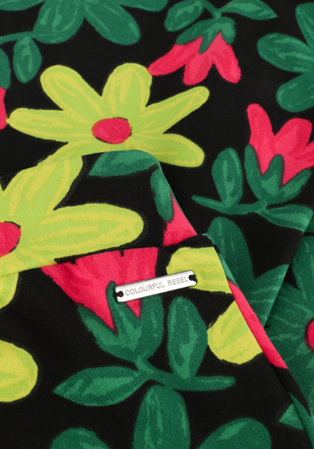 Gebroken wit COLOURFUL REBEL Flared broek BIG FLOWER PEACHED EXTRA FLARE PANTS - large