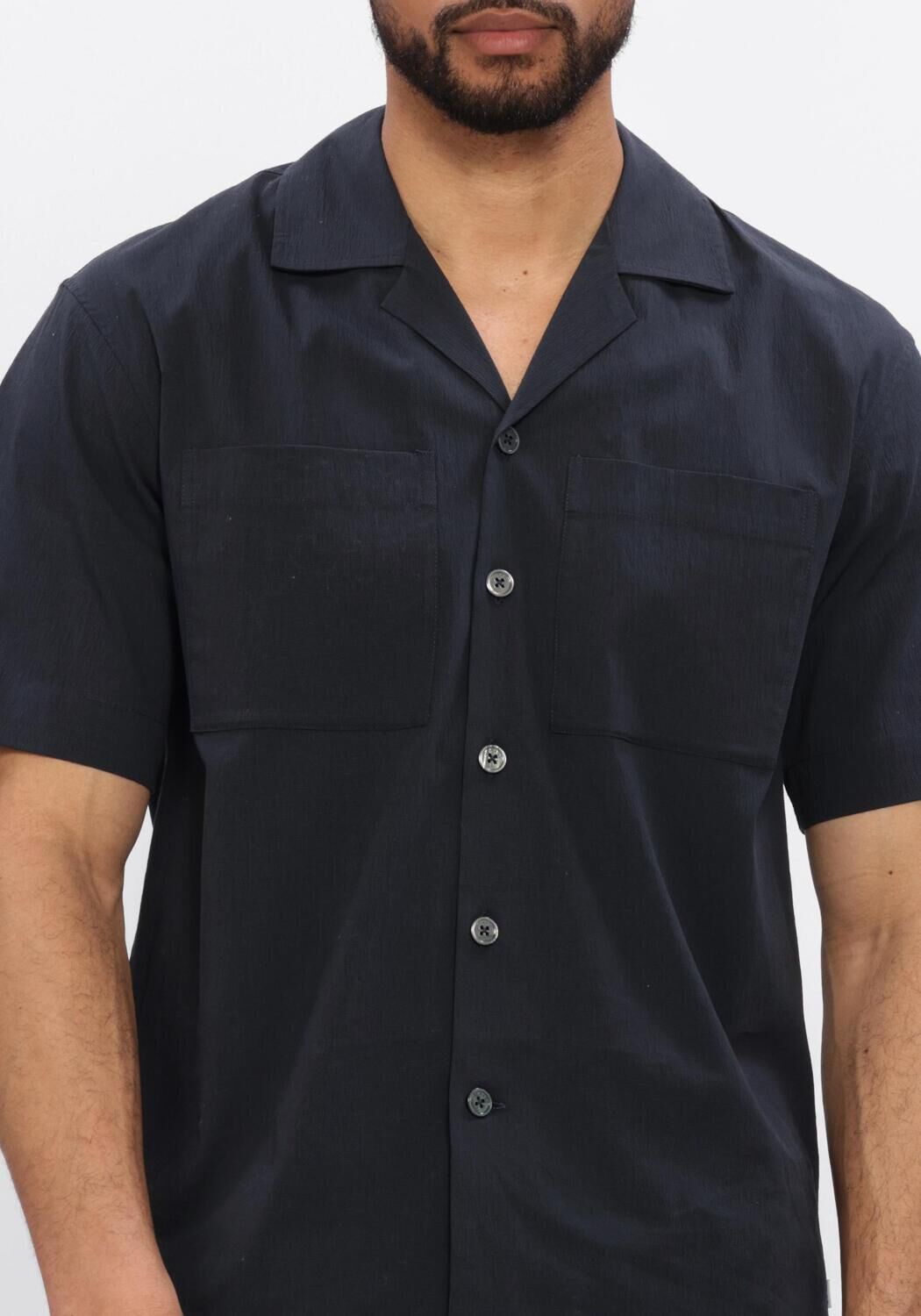 Donkerblauwe JC RAGS Casual overhemd CASUAL SHIRT AARON WRINKLE - large