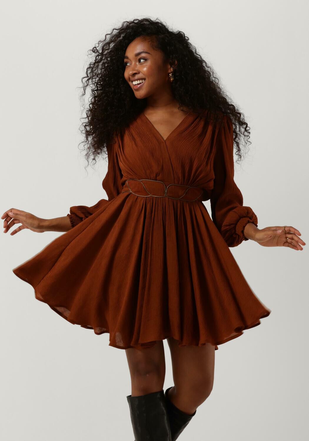 bruine louizon mini jurk amine robe
