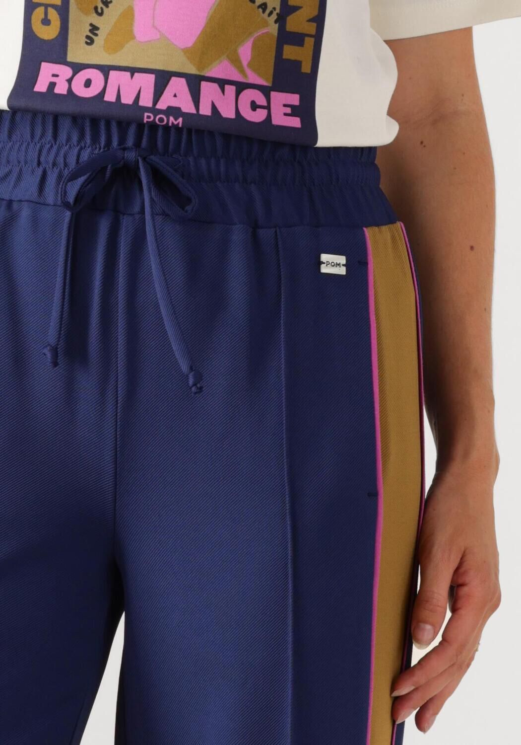 POM AMSTERDAM Dames Broeken Pants Colourblock Nightfall Blue Multi