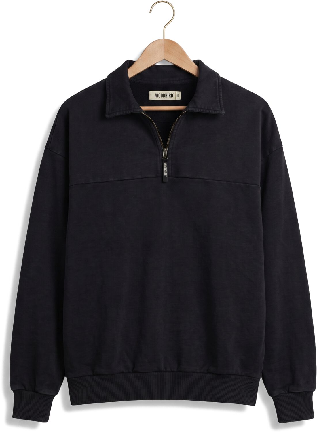 WOODBIRD Heren Polo's & T-shirts Wbloke Washed Zip Polo Zwart