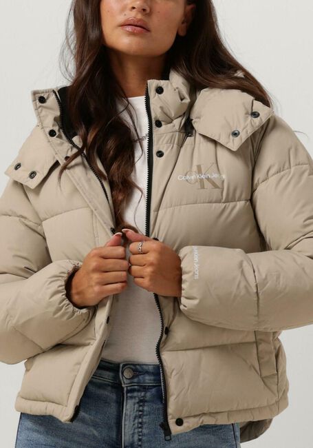 Taupe CALVIN KLEIN Gewatteerde jas MONOLOGO NON DOWN SHORT PUFFER - large