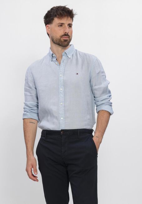 Lichtblauwe TOMMY HILFIGER Casual overhemd PIGMENT DYED LI SOLID RF SHIRT - large