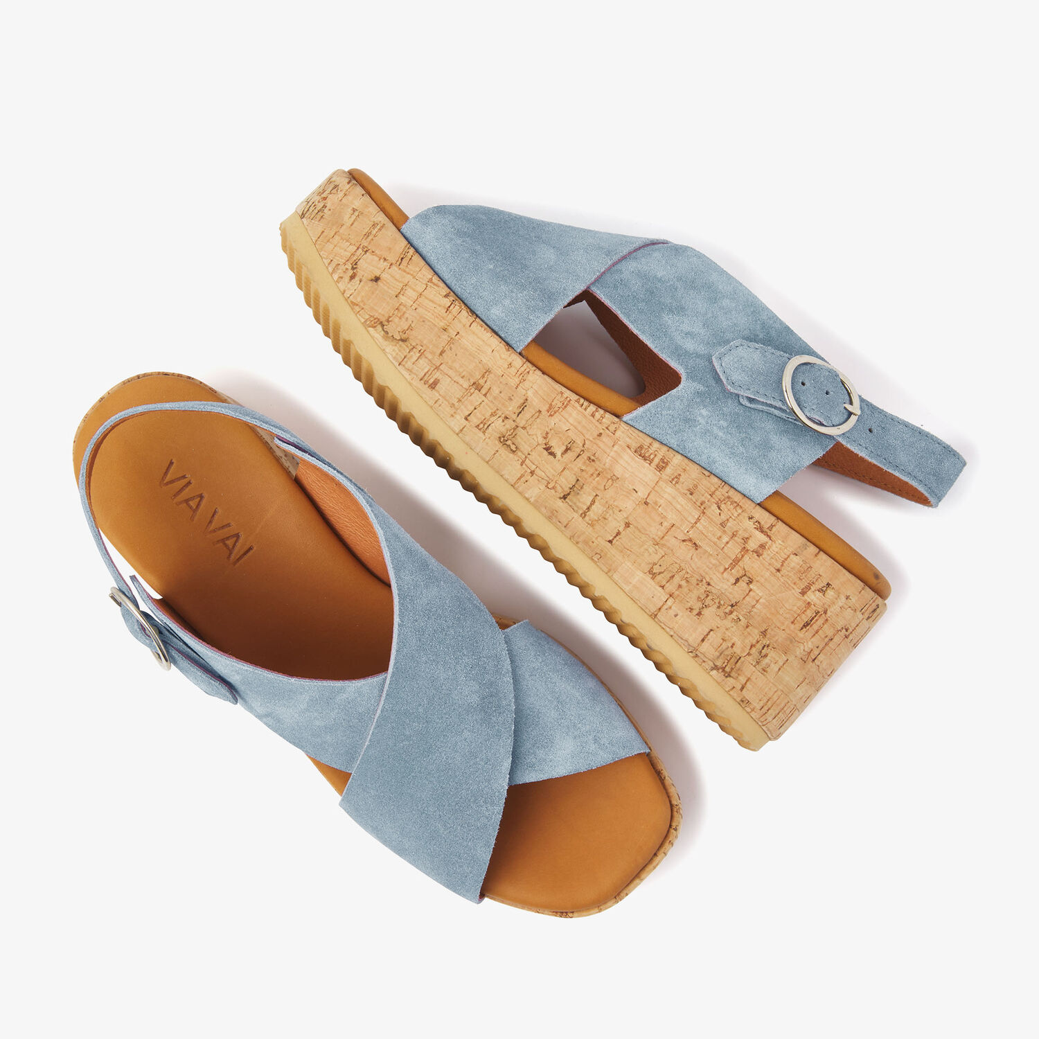 Blauwe VIA VAI Platte sandalen SISSEL RAISE - large