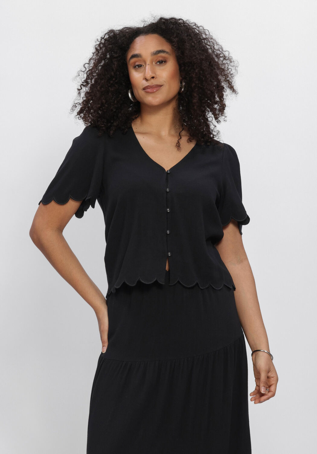 Zwarte OBJECT Vest OBJSANNE 2/4 LO V-NECK TOP - large