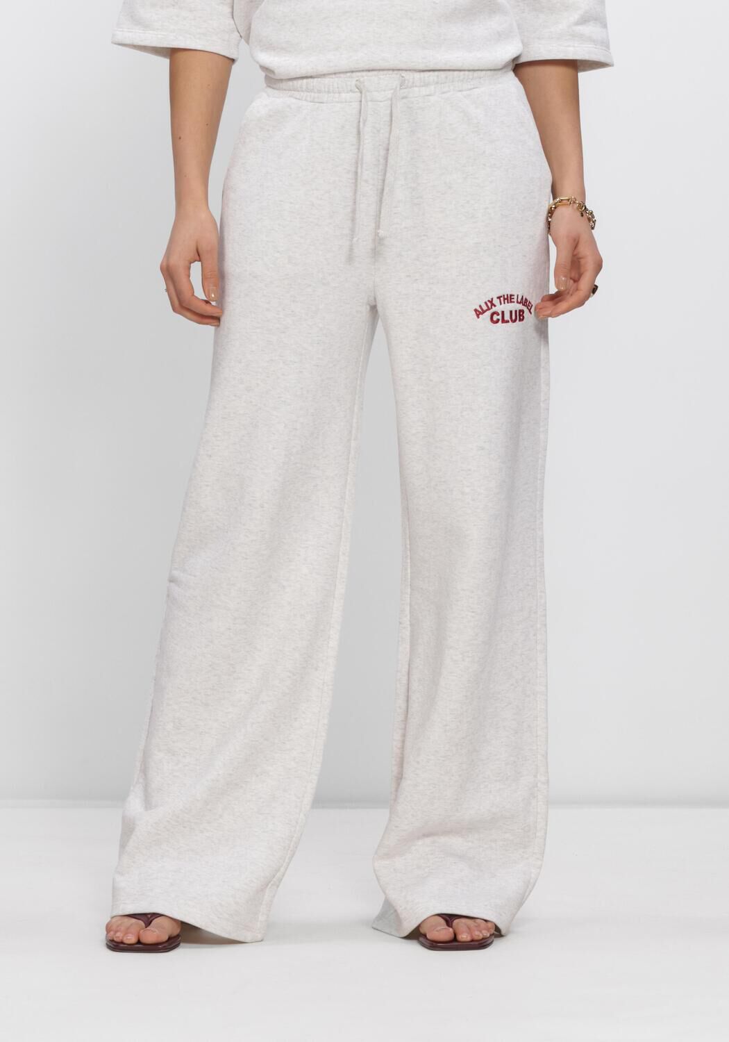 Lichtgrijze ALIX THE LABEL Broeken LADIES KNITTED WIDE LEG SWEAT PANTS - large