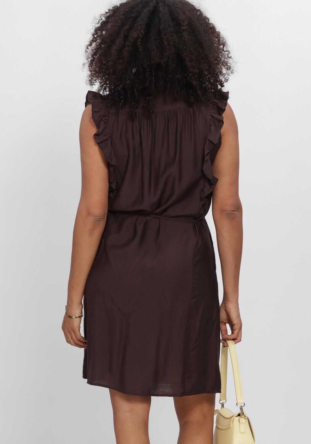 Bruine CO'COUTURE Mini jurk HERACC FRILL SS CROP V-DRESS - large