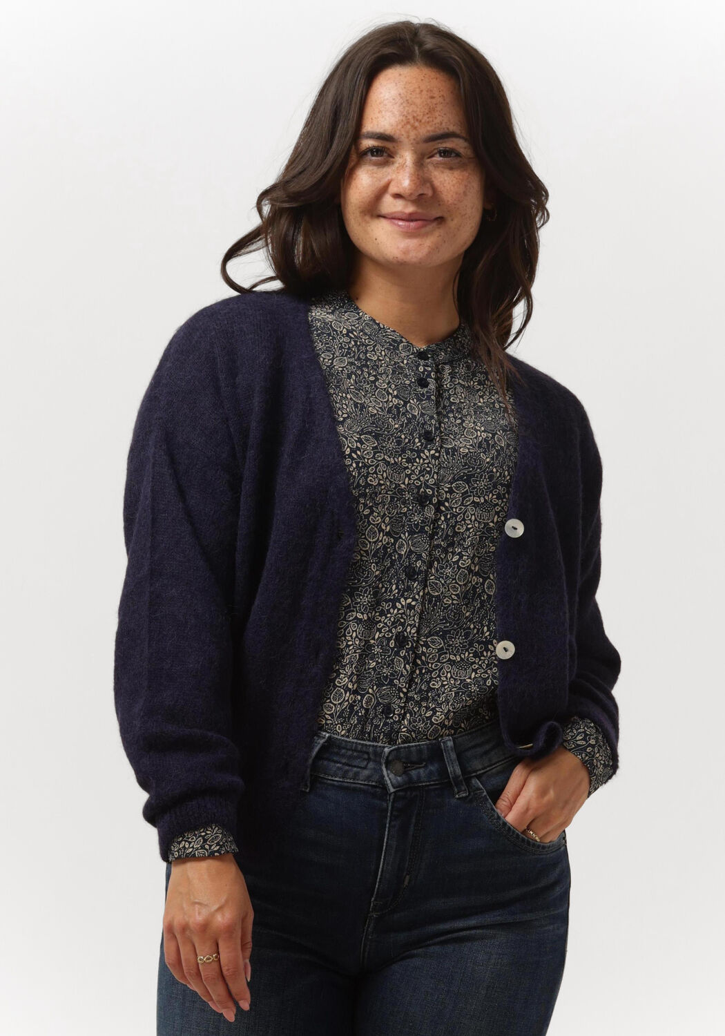 donkerblauwe by bar vest liv cardigan