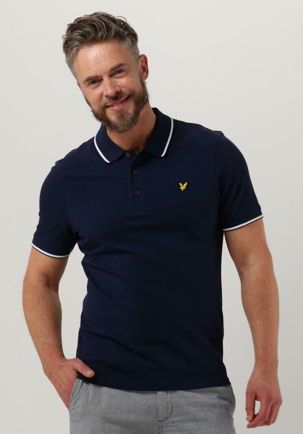 donkerblauwe lyle scott polo tipped polo shirt