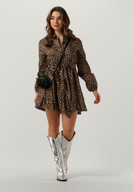 Bruine COLOURFUL REBEL Mini jurk MINON LEOPARD MINI DRESS - large