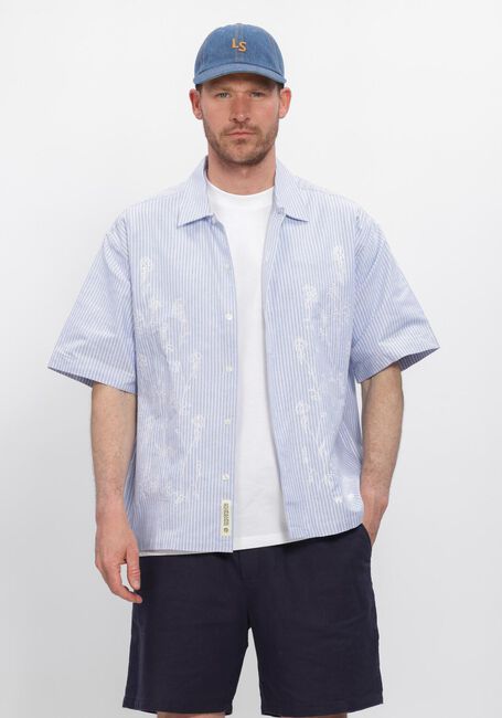 Lichtblauwe WOODBIRD Casual overhemd WBWANG OX FLOWER SHIRT - large