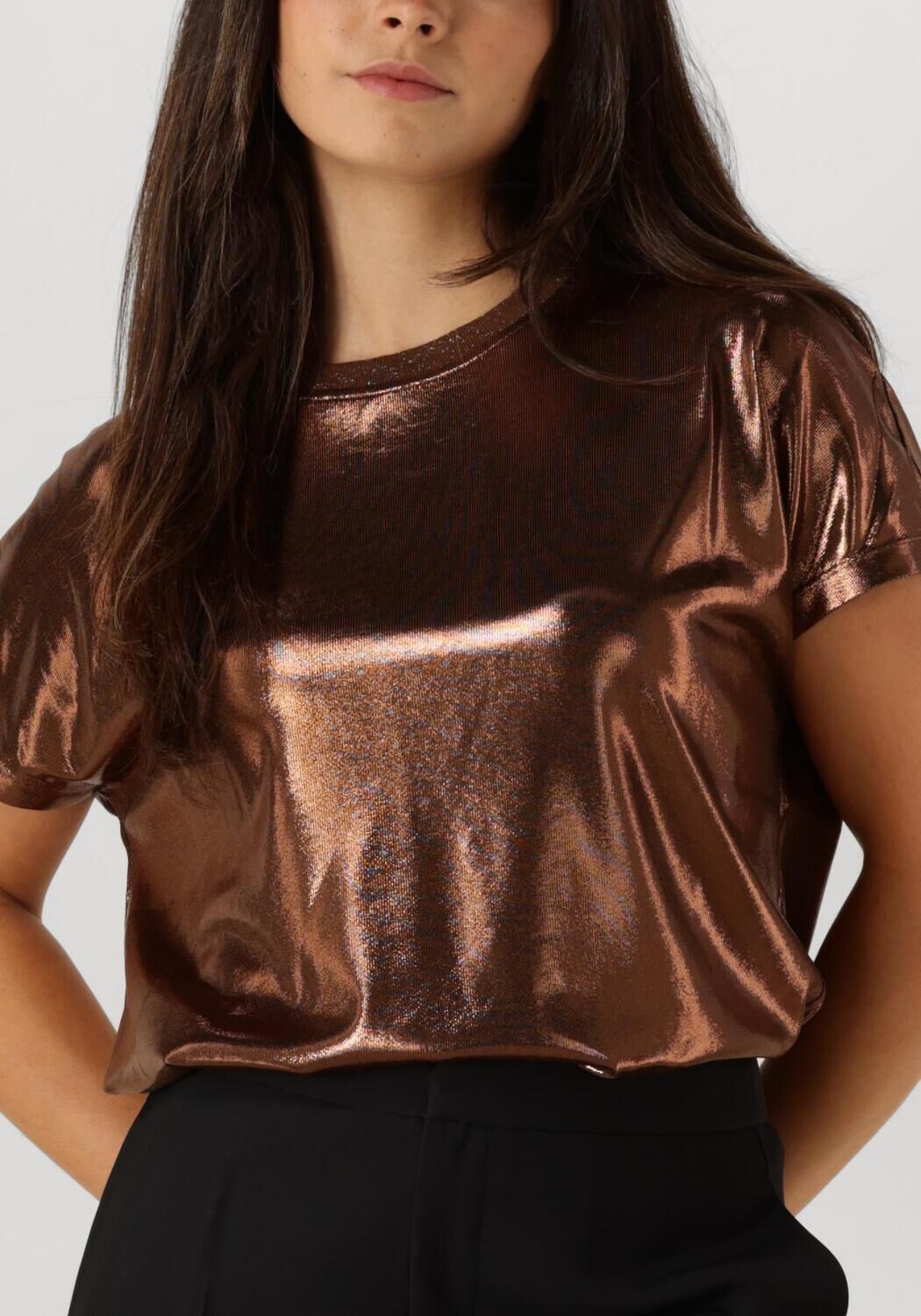 MOS MOSH Dames Tops & T-shirts Nivola O-neck Metallic Tee Brons
