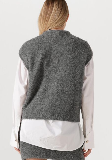 Grijze STUDIO AR Vest IDONY STUDS BOUCLE KNIT - large