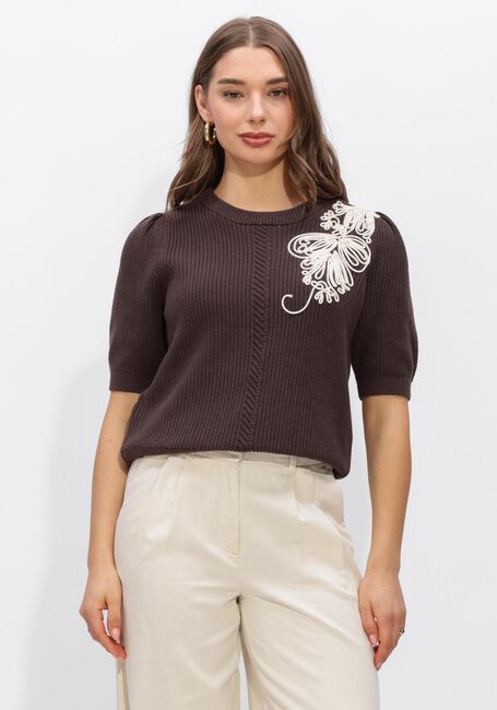 Bruine OBJECT Trui OBJSTAR S/S RE KNIT PULLOVER - large