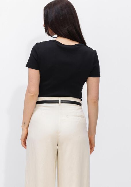 Zwarte TOMMY HILFIGER Top GOLD BUTTON SLIM SS TEE - large