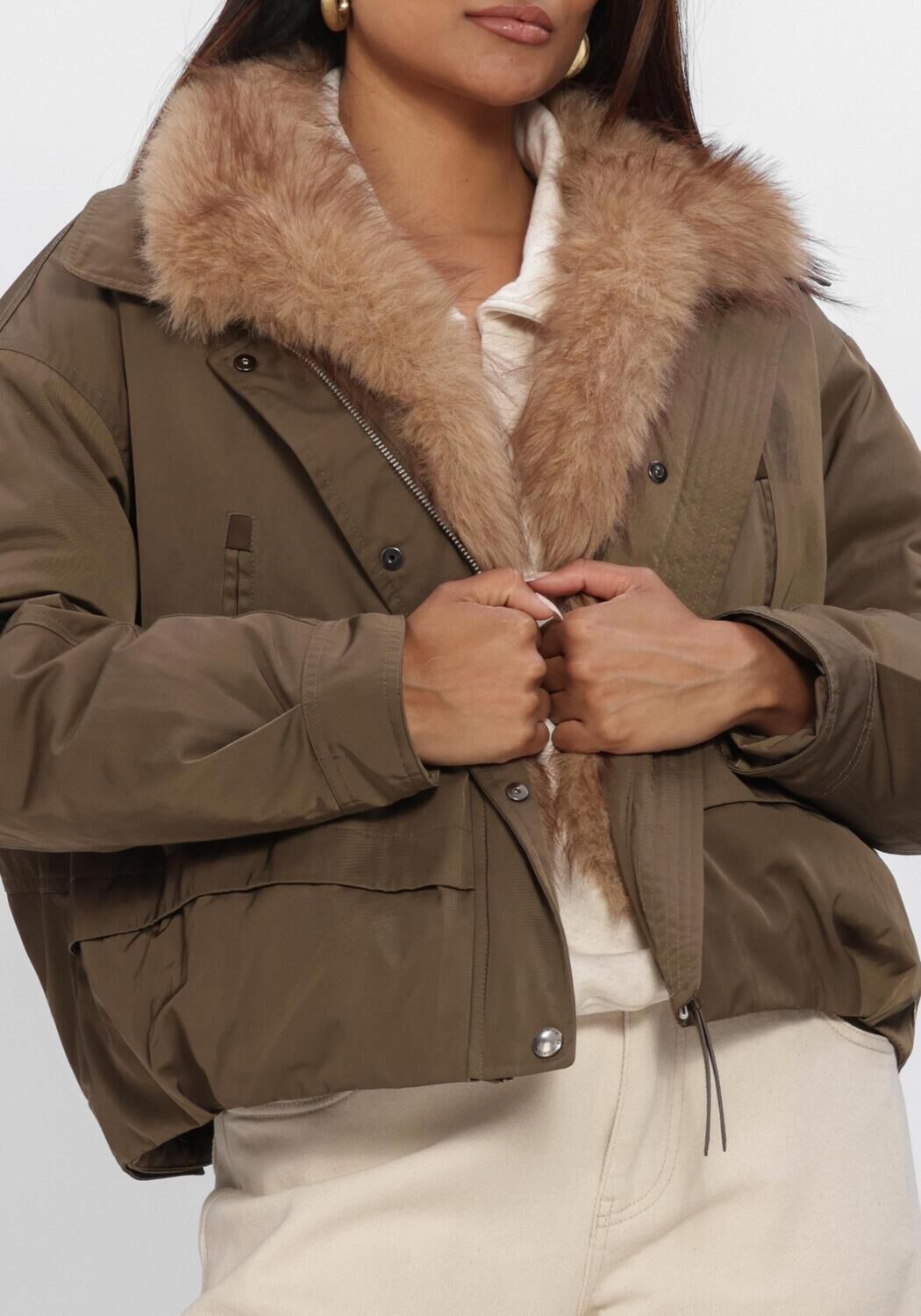 Khaki NUKUS Gewatteerde jas PAULA JACKET - large