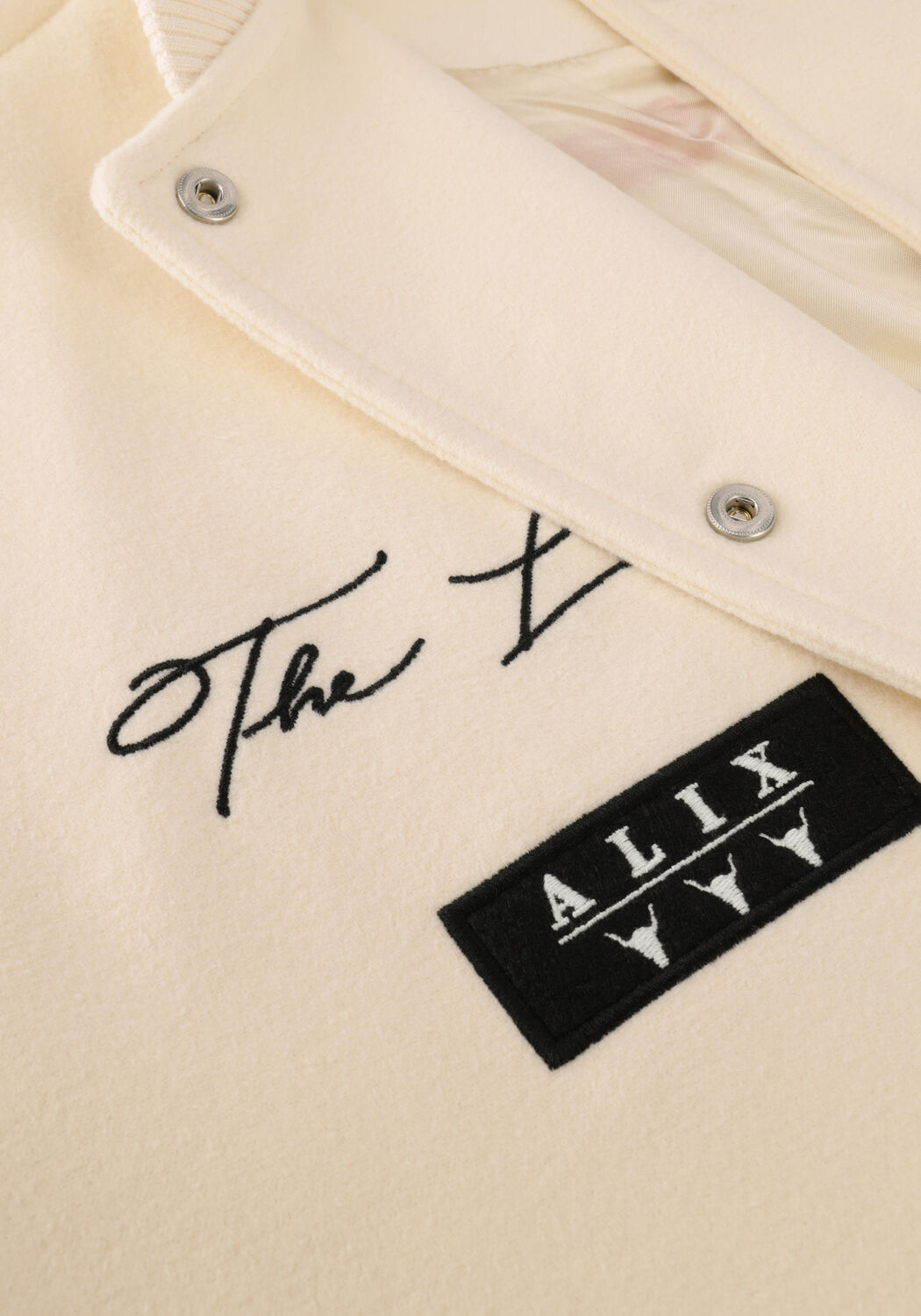 Ecru ALIX THE LABEL Jack LADIES WOVEN PATCHED BOMBER JACKET - large