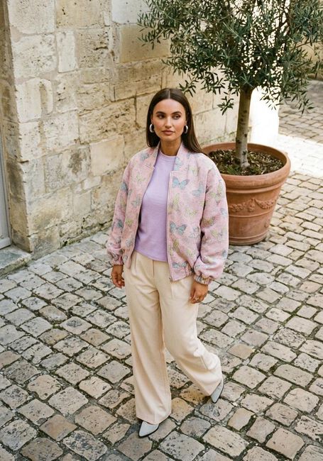 Beige STUDIO AMAYA Wijde broek JASMIN - large